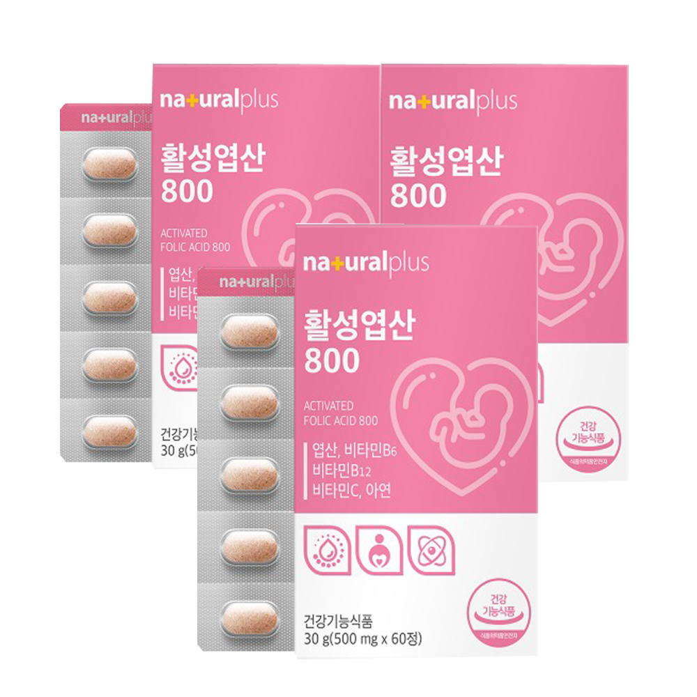 내츄럴플러스 활성<b>엽산</b>800 500mg x 60정 x 3개
