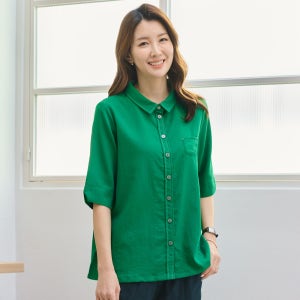여성 셔츠블라우스 반팔 남방 여름 인견 스티치 엄마옷
