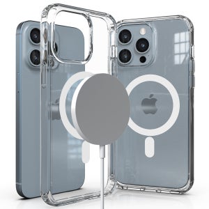 에어스타 맥세이프 호환 케이스 투명 범퍼 2배 자력 화이트, 아이폰13 프로 맥스