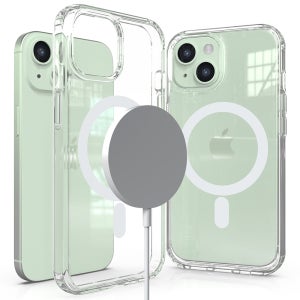 맥세이프 호환 케이스 투명 범퍼 2배 자력 화이트, 아이폰15 플러스