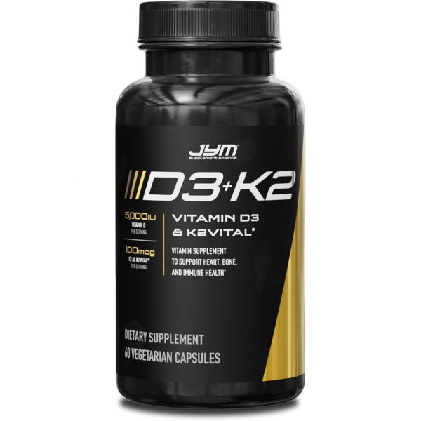 <b>JYM Supplement Science</b> 5000iu D3와 100mcg의 비타민 K2를 함유한 D3 + K2, 뼈, 심혈관 및 <b>면역</b> 건강을 위한 MK-7, 소프트젤