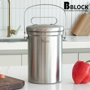 [비블럭] 올 스텐 304 음식물 쓰레기통 3L 음쓰 냄세 완벽 차단