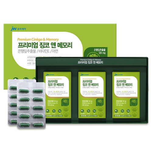 [JW중외제약]프리미엄 징코 앤 메모리 90캡슐 수험생 기억력 혈행개선(30캡슐x3박스)