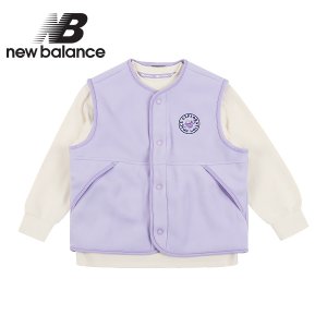 [140사이즈 라스트 할인] 뉴발란스 키즈 플리스 조끼 긴팔티 세트(NK9BC4602U-75)_퍼플