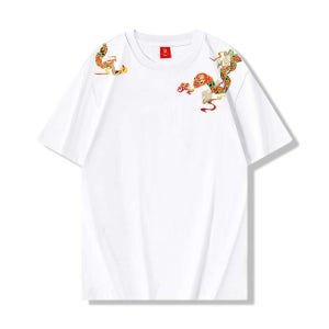 반팔 화려한 자수 티셔츠 호랑이 호랑이티 남성