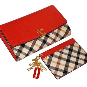 [백화점AS] 닥스 여성 레드 가죽 중지갑+카드지갑 세트 [선물포장가능]