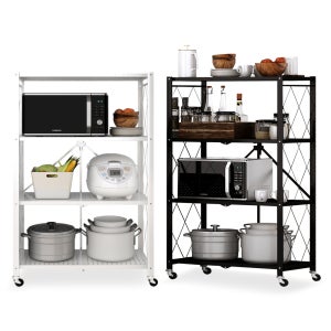 유씨엠 버니 접이식선반 폴딩선반 철제 원터치 715x340x1200mm, 4단, 화이트