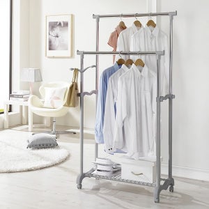 LB 이동식더블행거 405호 이동 파이프 미니 선반 옷걸이