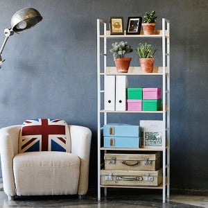 LB 책장선반 5단 화이트 오픈 디자인 틈새책꽂이 조립 벽