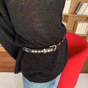 Stud leather belt / 블랙 스터드 레더 벨트