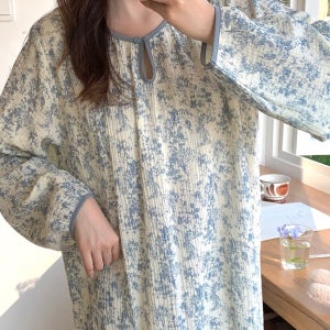 래미트왈 긴팔 원피스 잠옷 파자마 3color 요루면 데일리 홈웨어 여자 임산부