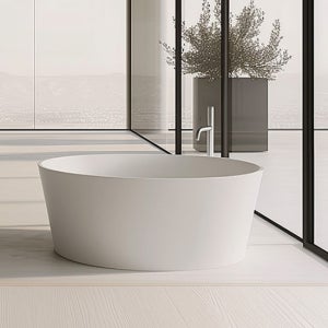 LN-BW1002 원형 무광 매트 화이트 레진 인조대리석 액상아크릴 이동식 욕조