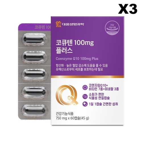 대웅 코큐텐 플러스 코엔자임q10 750mg 60<b>캡슐</b>x3박스 혈당영양제