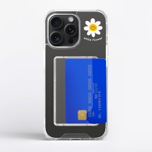 카드수납 케이스 범퍼 스마일꽃 투명, 아이폰14 프로