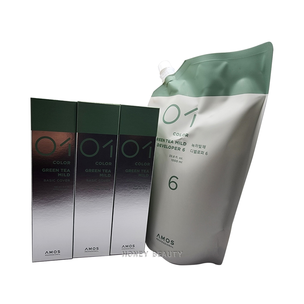 아모스 칼라제닉 녹차빛채 150ml 6개+산화제 1000ml 5.43 밝은 골드 <b>구리</b>빛 갈색
