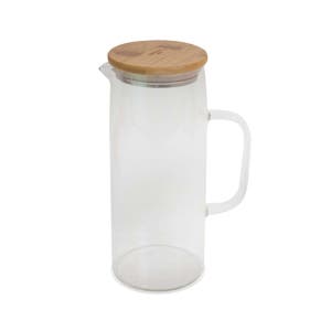 우드뚜껑 내열유리 물병 저그 냉장고 물통 카페 업소용 1.2L, 1개