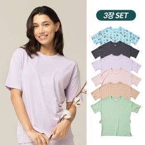 [SET] 싸이클린 여성반팔티셔츠 3장세트 오가닉면 베이직 여자 면티셔츠