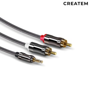 프리미엄 편조 3.5mm AUX to 2RCA 케이블 2m, 1개