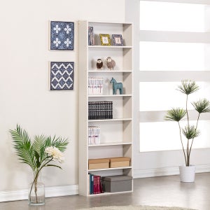 모던 H1800 책장 600x150x1800mm, 7단, 크림화이트