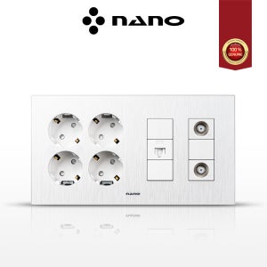 나노 아트2 화이트 복합 콘센트 통합수구 4개용 / 콘센트 4구, 8P, CATV 2구
