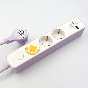 러그박스 납작플러그 3구 3M 퍼플 C타입 USB 고속충전 3500W 고용량 납작멀티탭