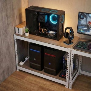 컴퓨터 본체 받침대 PC 트레이 데스크탑 거치대 정리 선반 2단 200x200x420