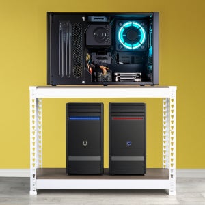 컴퓨터 본체 받침대 PC 트레이 데스크탑 거치대 정리 선반 2단 200x200x420