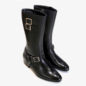 남자수제화 남성구두 수제구두 키높이구두 로랑 미들 엔지니어 롱 부츠 블랙