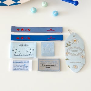 (7개세트) 직조라벨 블루 시리즈 쿨링 썸머아이템 라벨제작 자수 뜨개 소잉 의류 부자재