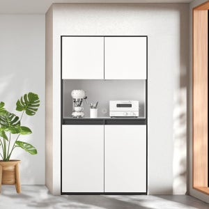 몬드리안 빌트인 냉장고형 1000 홈카페 수납장 팬트리장 1000, 4단, 매트화이트