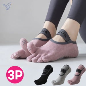 홀리데이 미끄럼방지 논슬립 토삭스 발가락양말 필라테스 요가양말 3켤레세트