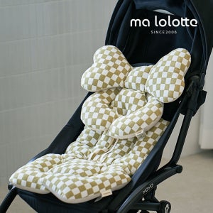 마롤 테리 체커보드 유모차 라이너 신생아 카시트 통통 쿠션 양면 쿨시트 유아 올리브
