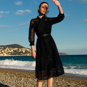 [샤틴] 레이스 비딩 플레어 원피스 S252M653