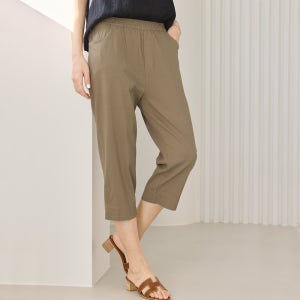 여성 배기팬츠 여름 인견 워싱 스판 7부 바지 엄마옷