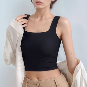 스퀘어넥 노라인 캡내장 브라탑 크롭 나시 BR-5261 4XL까지 빅사이즈 가능