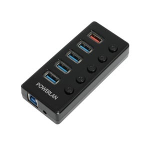 [파워랜] POWERLAN USB3.0 허브 4포트 충전 1포트 유전원 개별 스위치 PL552 PL-UH305P