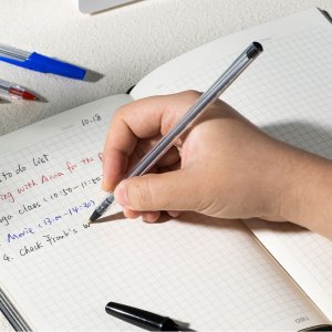 부드러운 사무용 유성 볼펜 12자루 펜 1.0mm 오피스볼 은행볼펜 필사 잘써지는