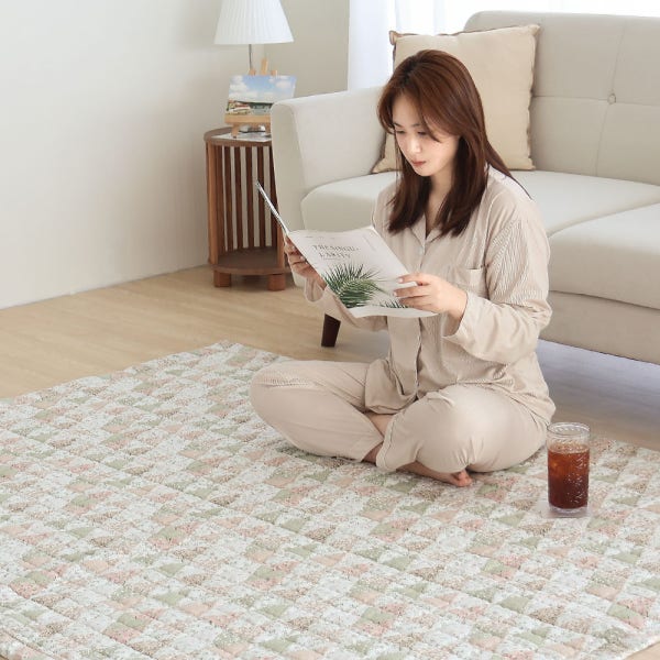 아르떼베딩 순면 누빔 워싱 사계절 거실 매트 바닥 카펫트 패드 포레 그린 대형