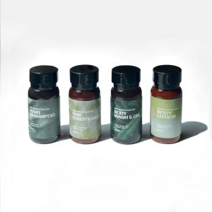 호텔 어메니티 피치 5종 파우치세트 100set (샴푸 컨디셔너 바디워시 바디로션 비누)