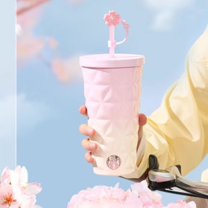 스타벅스 MD 스벅 2025 리유저블 컵 콜드컵 빨대 손잡이 핸들 대용량 590ml, 벚꽃 그라데이션 스테인리스 텀블러