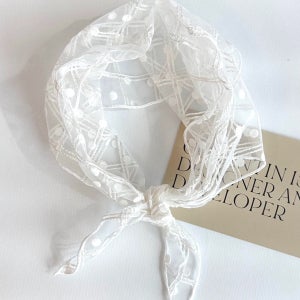 레이스 도트 삼각 스카프 여름 헤어커치프 두건