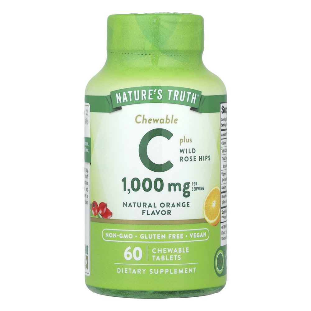 네이처스트루스 비타민C 플러스 와일드 로즈힙스 내추럴오렌지 1000mg 60츄어블정