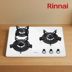 린나이 가스레인지 3구 빌트인 가스쿡탑 화이트 건전지 교체형 타공 560x430