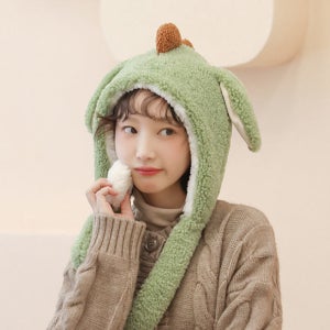 움직이는 털 공룡 귀 모자 방한 할로윈 코스튬 귀모자 동물 토끼 겨울