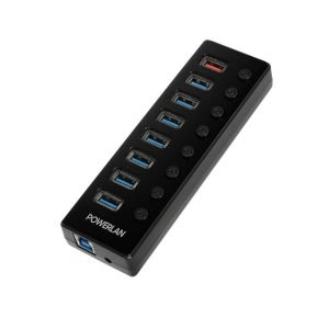 [파워랜] POWERLAN USB3.0 허브 7포트 충전 1포트 유전원 개별 스위치 PL554 PL-UH308P