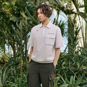 [챌린저] 남성 에어리 쿨 블루종 카라 반팔 우븐탑 화이트