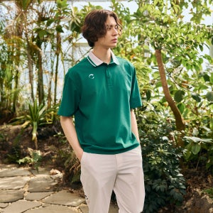 [챌린저] 남성 시어서커 배색 카라 반팔 우븐탑 그린