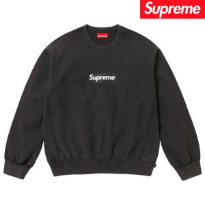 슈프림 워시드 박스 로고 크루넥 블랙 - 25SS