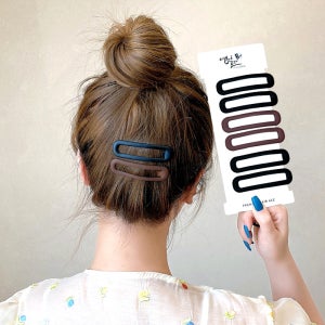 이쁨달다 까메오 매트 빅똑딱핀 블랙 4p + 브라운 2p 세트 RK192 B라운드