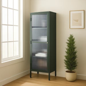 미라지가구 Bronco 브롱코 1600 그린 유리 그릇장 거실 수납장 진열장 홈카페장